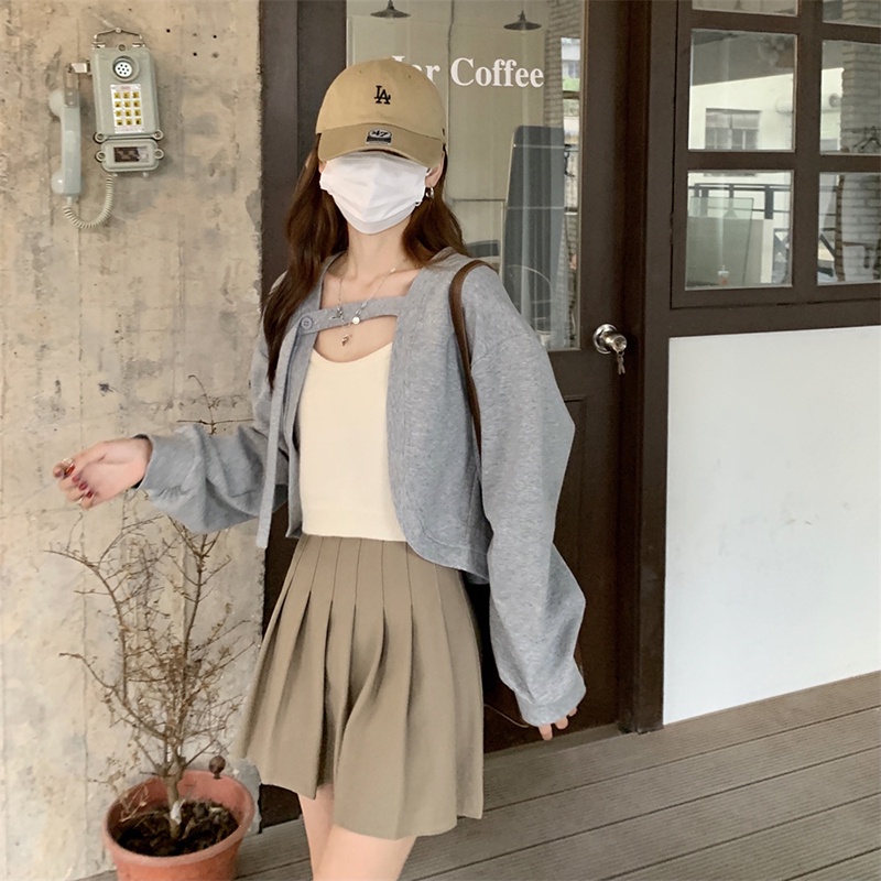 IELGY Áo Khoác Lửng Tay Dài Thời Trang Dành Cho Nữ