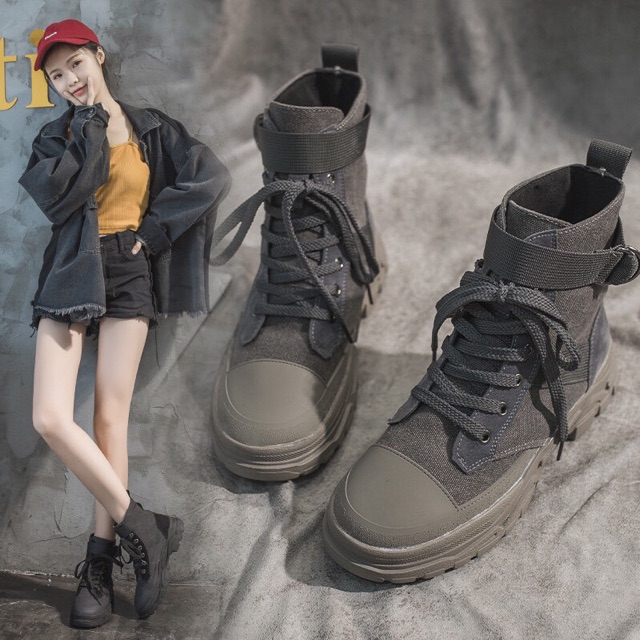 Giày phong cách tomboy, giày thể thao kết hợp boots