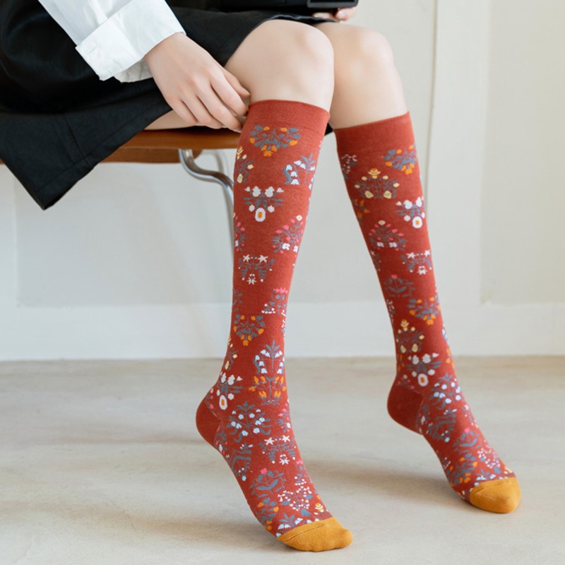 XIXI 1 đôi vớ họa tiết hoa trừu tượng thời trang Hàn Quốc cho nữ