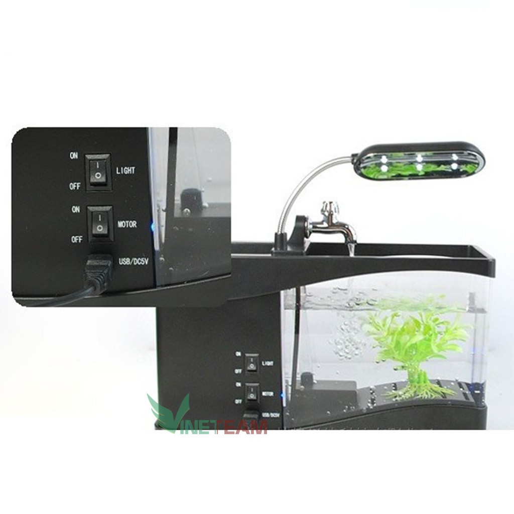 🍒Bể Cá Mini🍒 Hồ Cá Cảnh Mini Kiêm Đồ Hồ Để Bàn Siêu Đẹp (Tặng Kèm Đá Và Cây Cảnh) | BigBuy360 - bigbuy360.vn