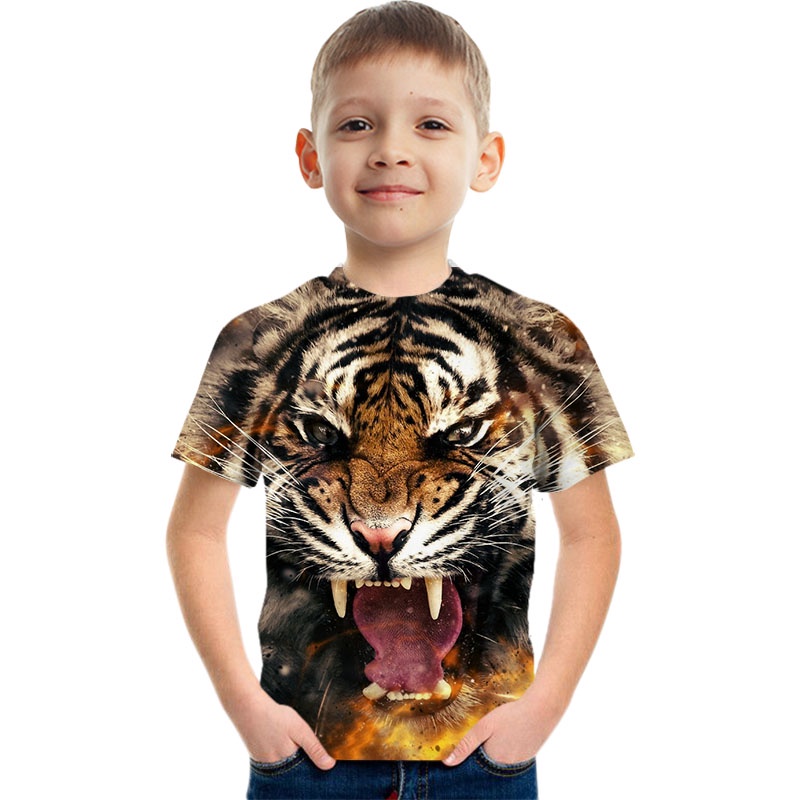 Áo Thun In Hình Động Vật Dễ Thương Cho Bé Trai