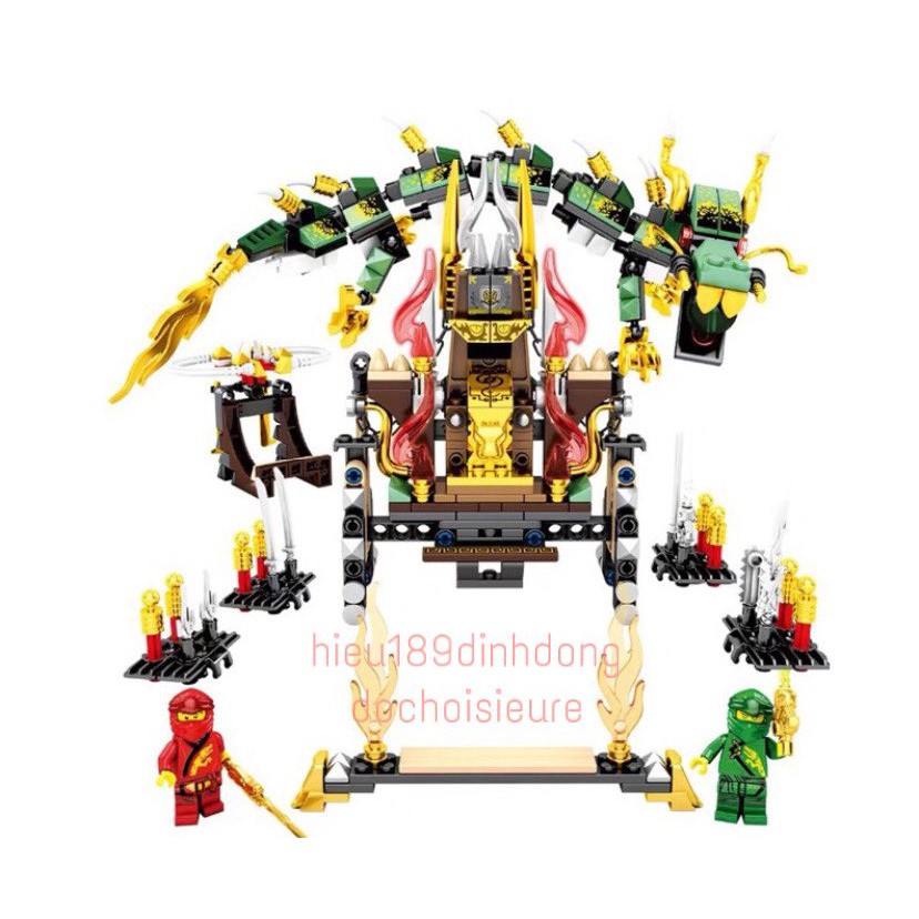 Lắp ráp xếp hình Lego ninjago sy7049 : đền thờ rồng xanh huyền thoại của sư phụ wu lloyd (ảnh thật)