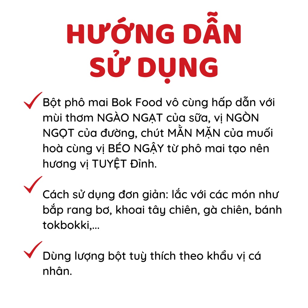 Combo 10 gói Bột phô mai Hàn Quốc Bok Food 1kg