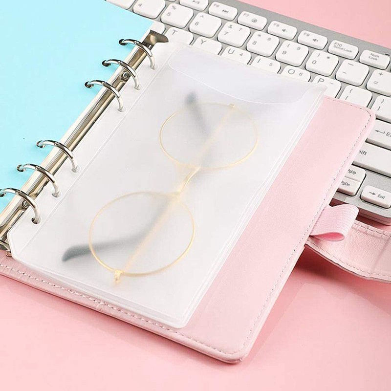 Set 12 Ví Đựng Tài Liệu/Tiền Giấy A6 6 Lỗ Phối Khóa Kéo Màu Hồng