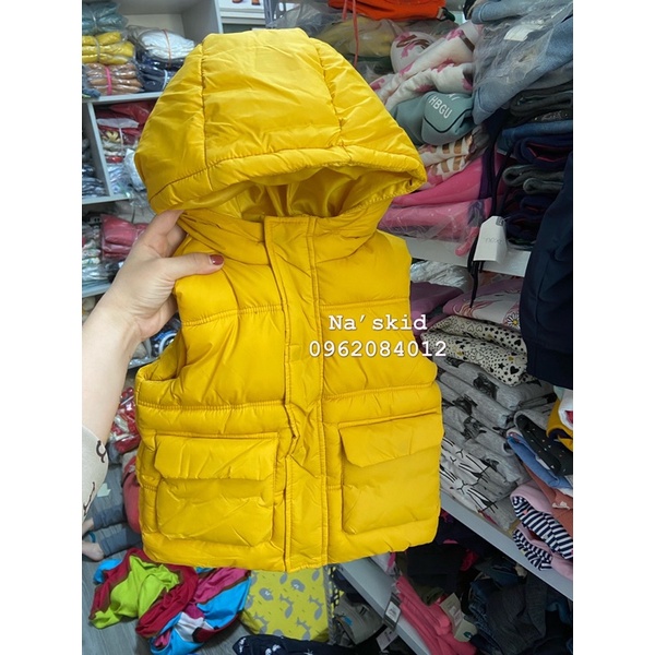 Áo phao ghile za rà túi hộp có mũ cho bé trai