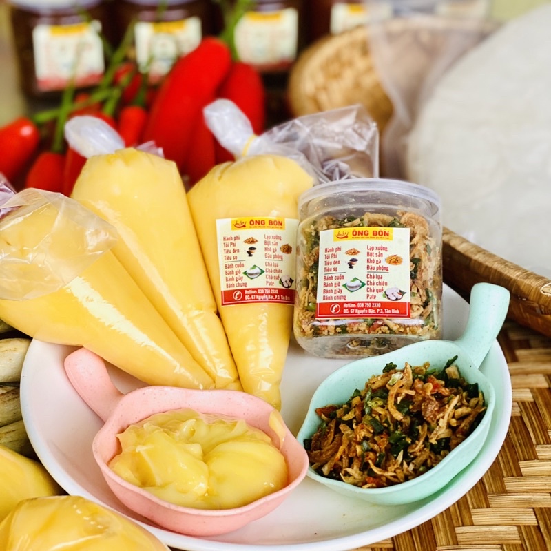 Combo Bơ Vàng 100g + 120ml Muối Tôm Hành Phi - Tặng 70g Bánh Tráng Tôm Phơi Sương