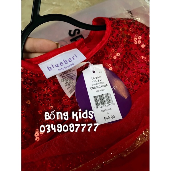 Váy Party Bé Gái Đỏ Sequin BlueBeri