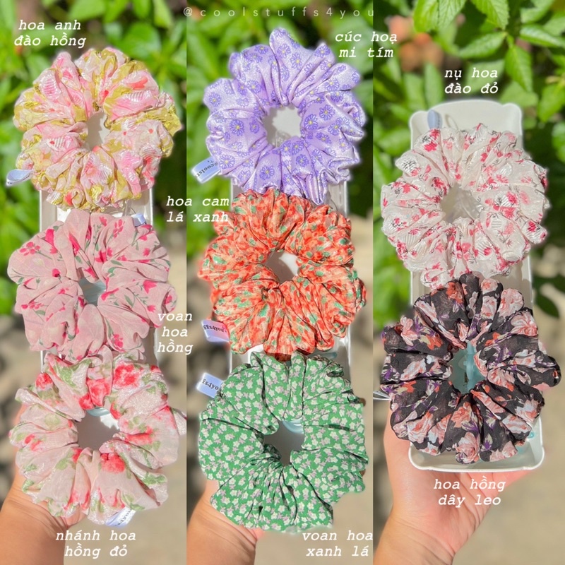 Buộc Tóc Scrunchies Voan Hoa Size Thường {Bảng Màu Voan Hoa}