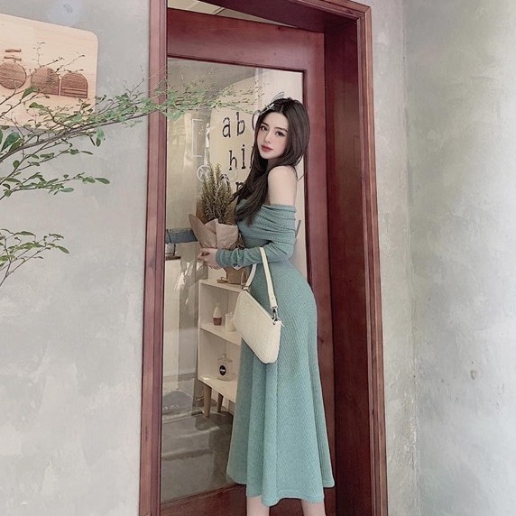 [Mã WAINCU20 hoàn 20% xu đơn 99k] 🎀HÀNG LOẠI 1🎀 Đầm Maxi Trễ Vai Dáng Xoè Siêu Xinh, Váy Len Trễ Vai Dài Tay Cao Cấp | BigBuy360 - bigbuy360.vn