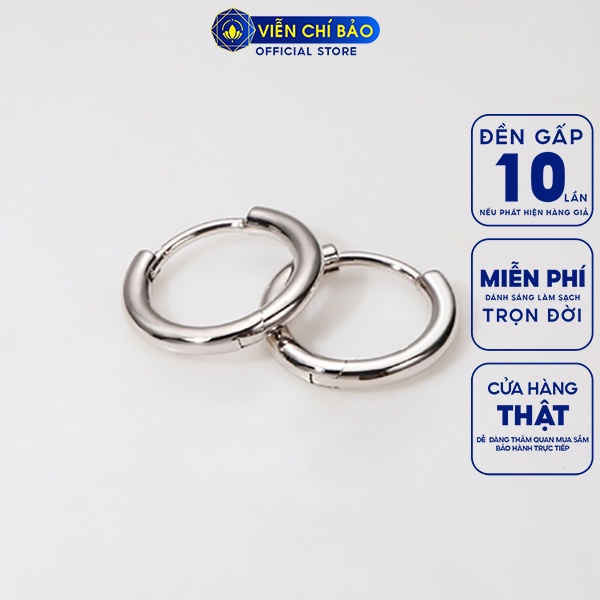 Khuyên tai bạc nam tai tròn trơn Basic chất liệu bạc 925 trang sức phụ kiện thời trang nam Viễn Chí Bảo B400071
