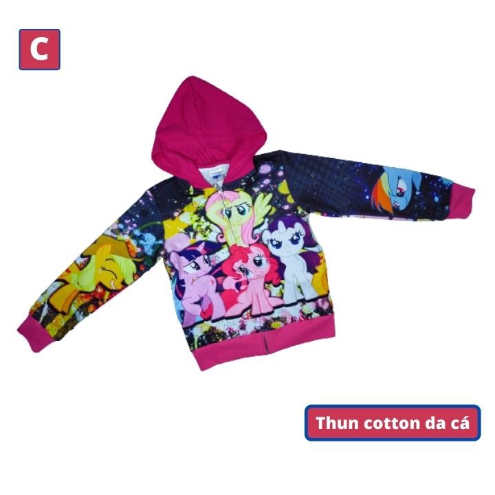 Áo khoác bé gái Pony từ 9-43kg - Thun cotton da cá in 3D cực chất - Tomchuakids