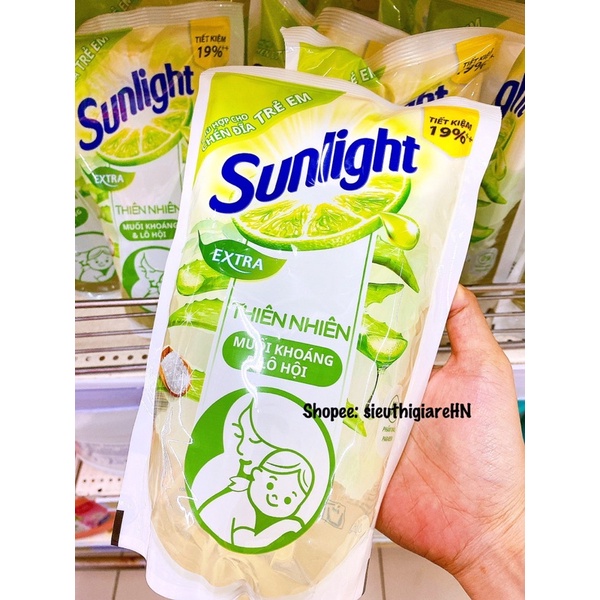 Nước rửa chén SUNLIGHT EXTRA muối khoáng và lô hội túi 750g