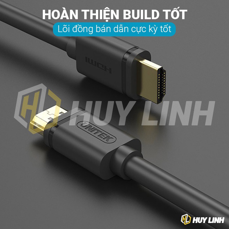 ஐ♤Cáp HDMI tiêu chuẩn 1.4 Uniteck - Hỗ trợ 4K Chiều dài vừa 1.5M 5M 8M 10M