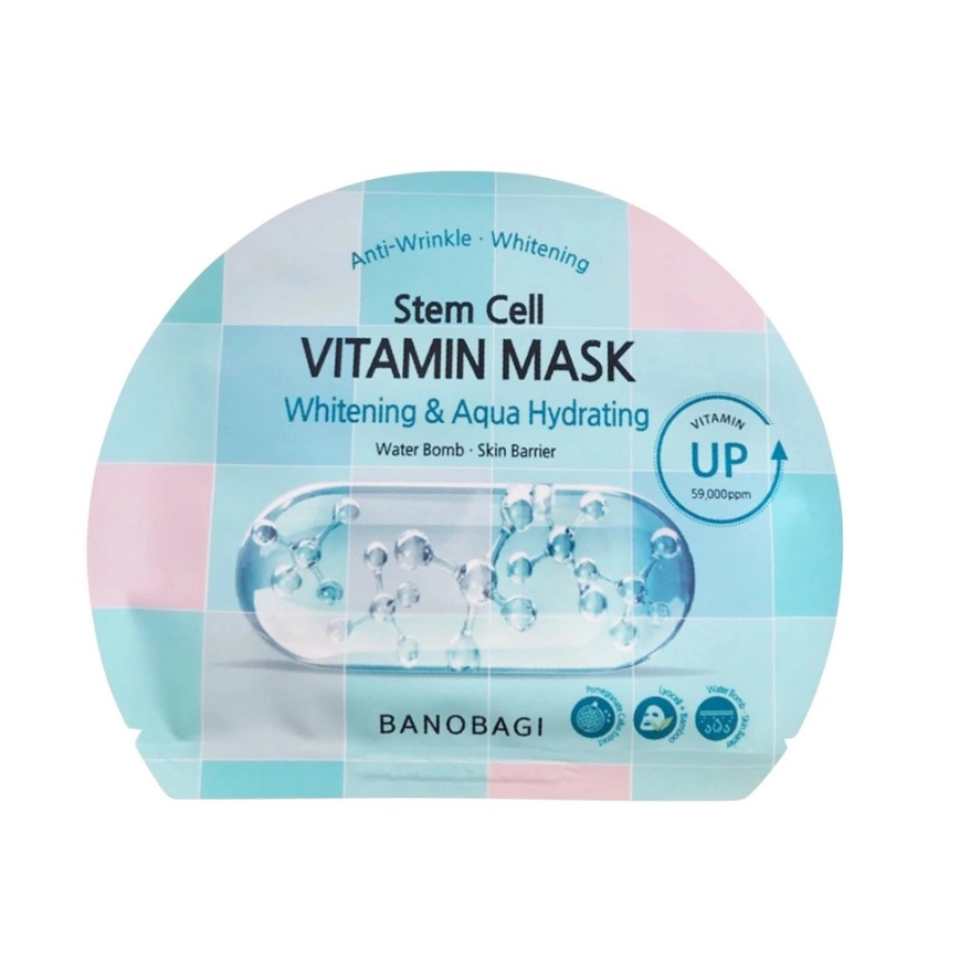 Hộp 10 Miếng Mặt Nạ Dưỡng Ẩm Trắng Da BANOBAGI Stem Cell Vitamin Mask 30ml