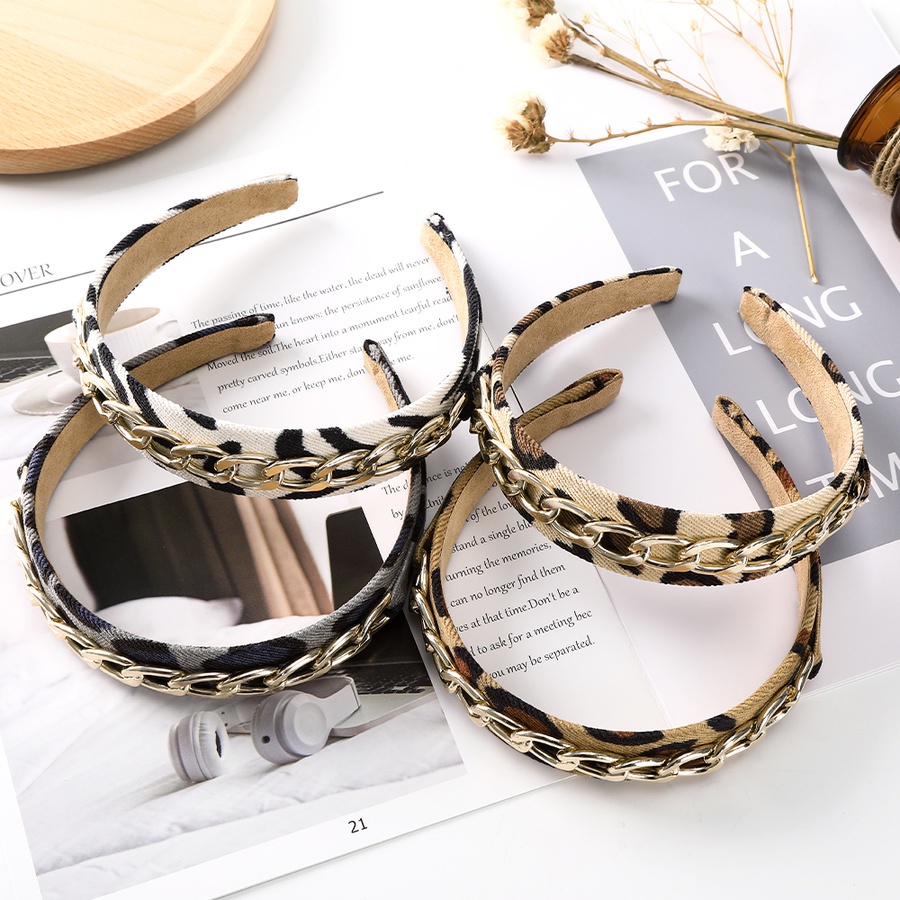 Băng Đô Vải Nhung Bản Rộng Họa Tiết Da Báo Thời Trang Hàn Quốc Cho Nữ