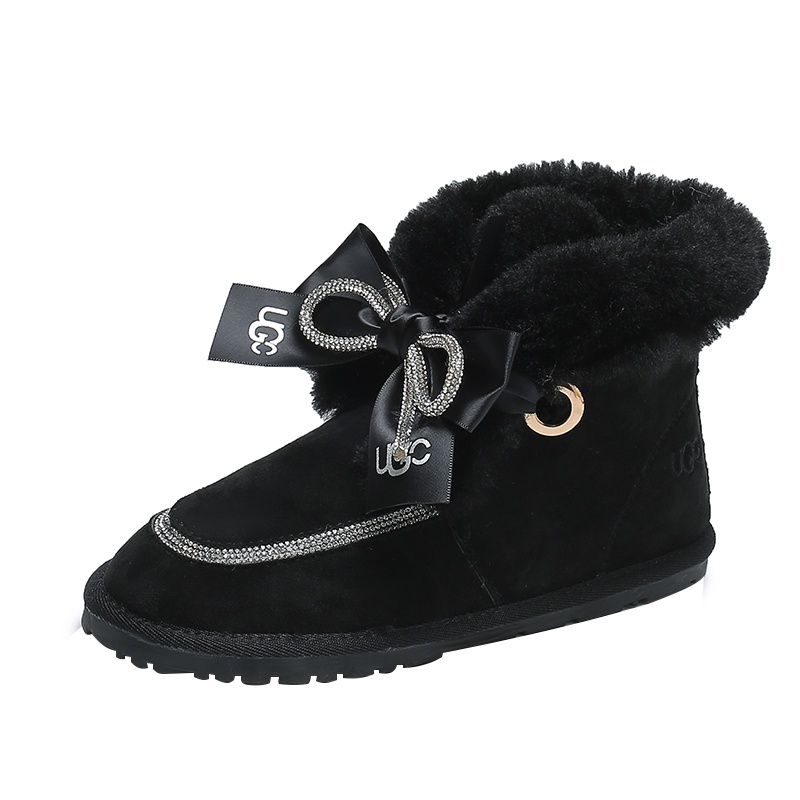 Butterfly Snow Boots Female Fur Integrated 2020 New Winter Non-Slip Cotton Shoes Warm Plus Velvet Thick Short Boots