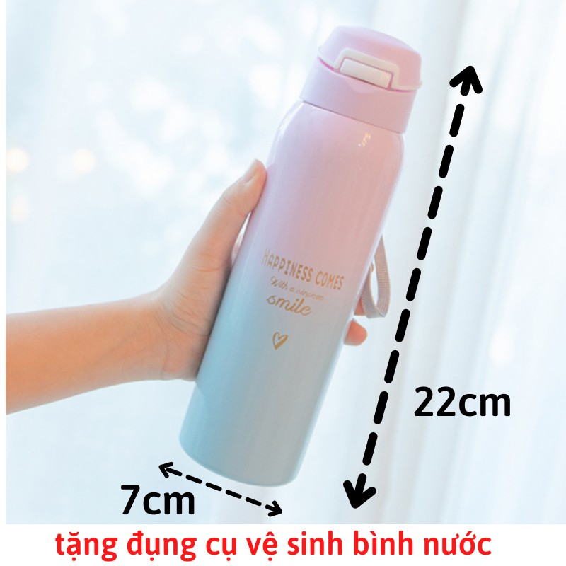 Bình giữ nhiệt 500ml chất liệu inox 304 có ống hút