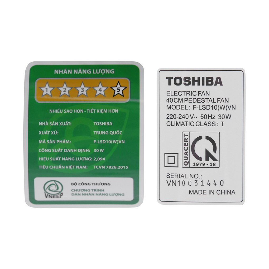 Quạt đứng Toshiba F-LSD10VN có Remote