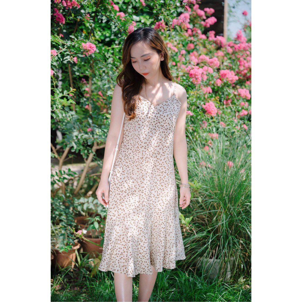 Váy hoa đuôi cá dáng dài, đầm 2 dây đuôi cá , đầm hoa  DAM0301