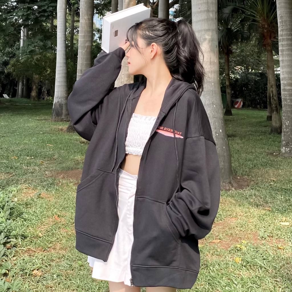 Áo Khoác Hoodie Form Rộng Phối Zip Unisex DAY Vải Nỉ Bông - Tuni Store