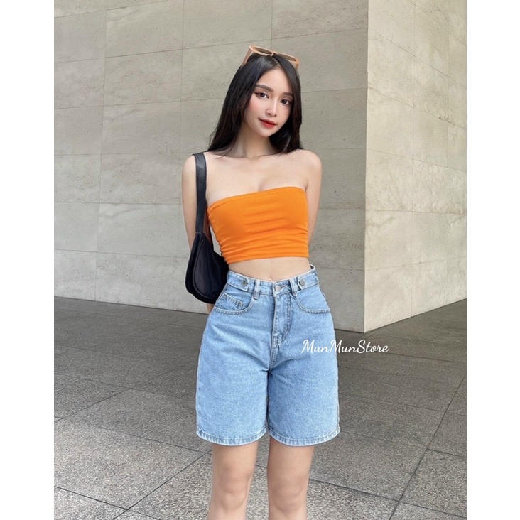 Quần Short Jeans Nữ Nút Hông MunMunStore Quần ngố bò