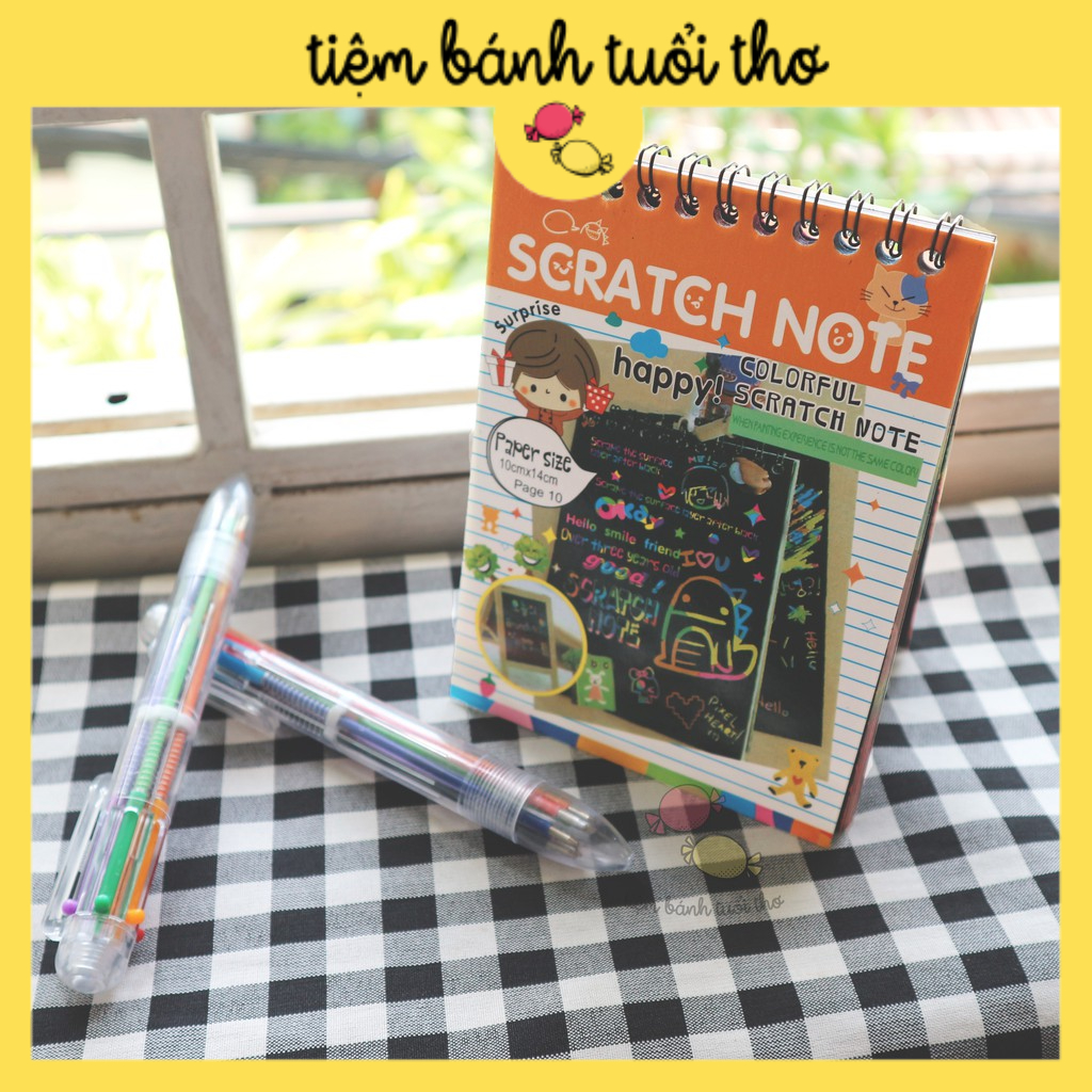 Sổ Vẽ Cầu Vồng Ma Thuật Khổ A6 - Scratch Note - Sổ Than Ma Thuật - Tiệm Bánh Tuổi Thơ