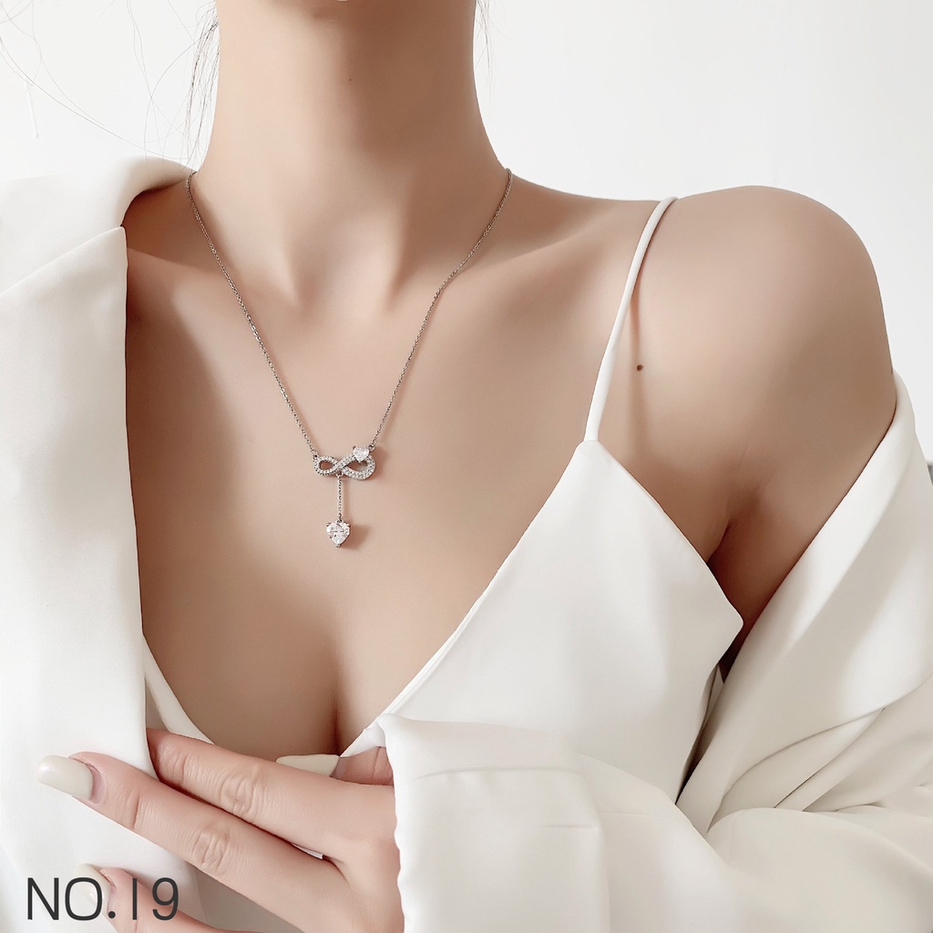 Vòng cổ Bạc 925 Mặt Kim Cương Trắng Thanh Lịch