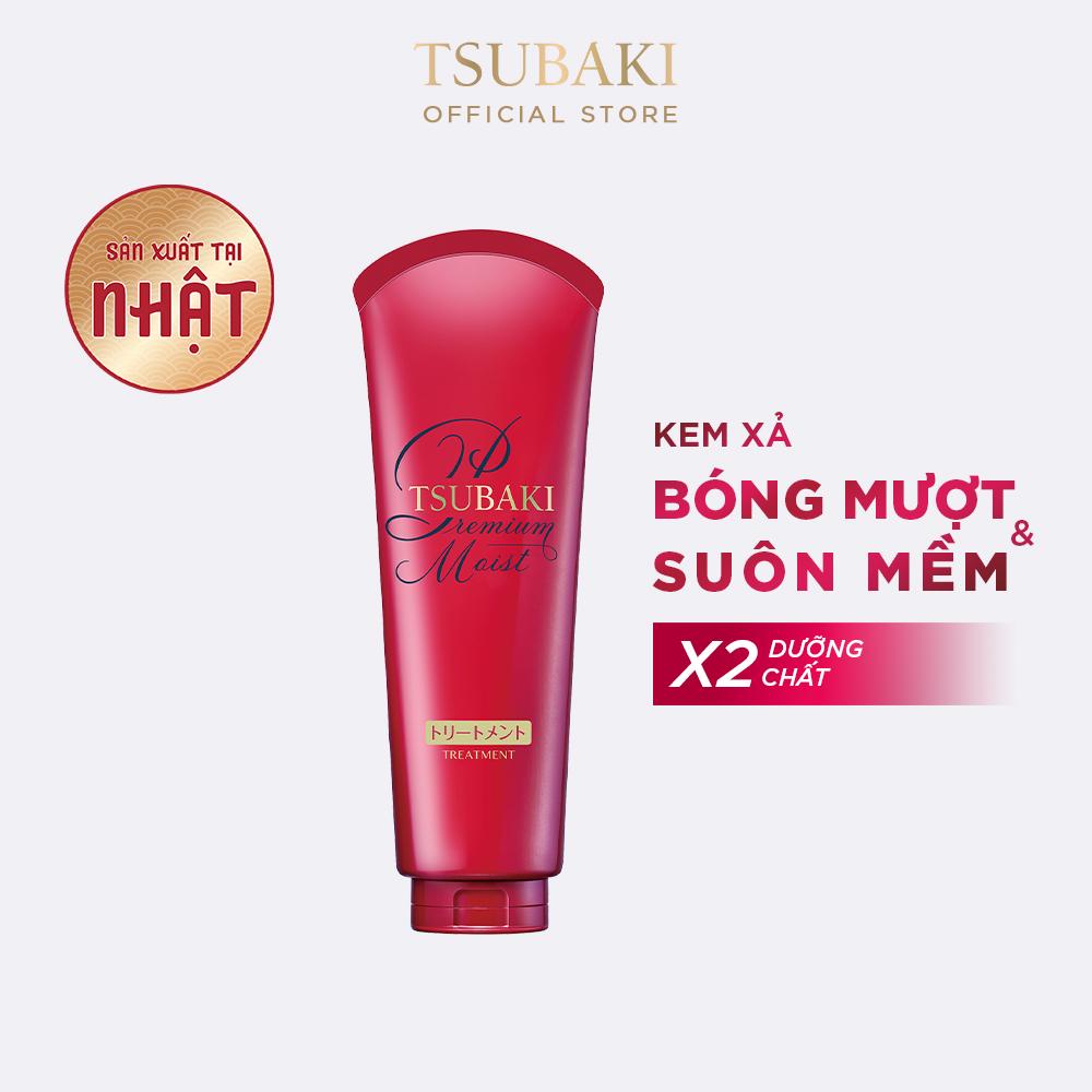 Combo gội xả và kem xả Dưỡng tóc bóng mượt Premium Moist Tsubaki (490mlx2 + 180g)