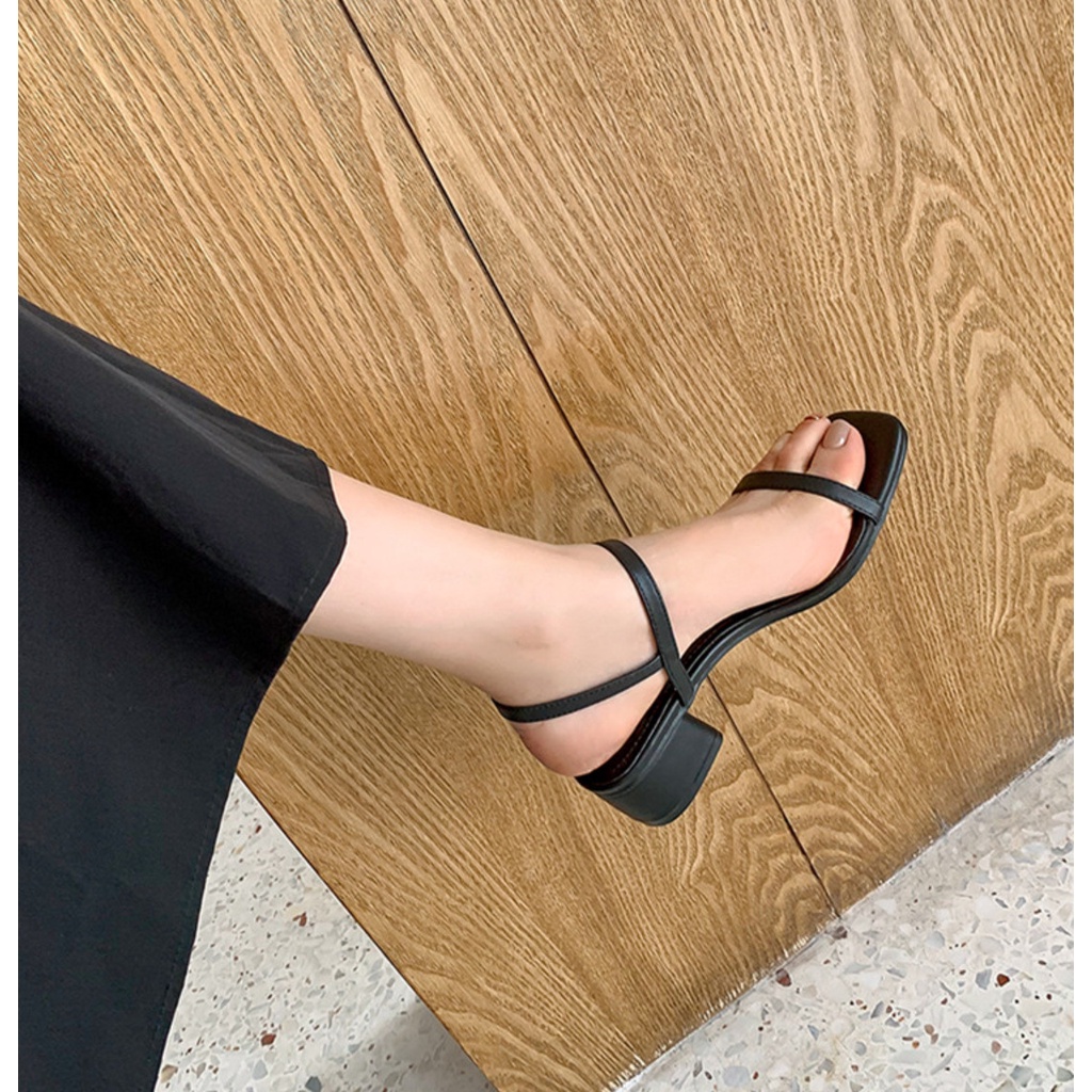 Sandal Cao Gót Nữ Quai Mảnh Đế Bằng Gót Vuông 4cm Mũi Vuông Thời Trang- Dazzling shoes -DA564