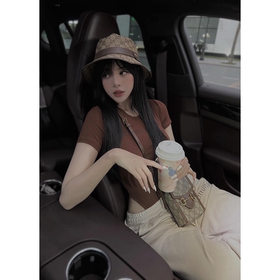 Mũ bucket gucci đai da mai phương bùi