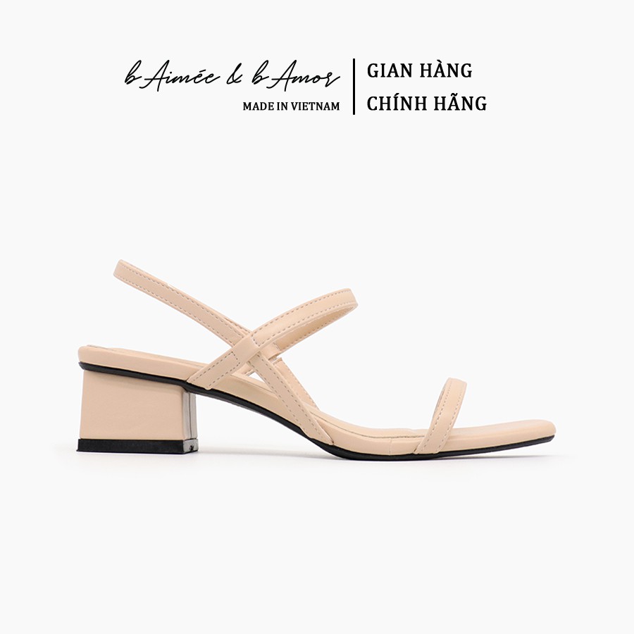 Sandal cao gót nữ 3 phân quai mảnh gót vuông mũi vuông thời trang hàn quốc đẹp cao cấp bAimée &amp; bAmor - MS1589
