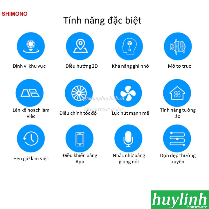 [Mã ELHA10 giảm 6% đơn 5TR] Robot hút bụi lau nhà Shimono ZK808 - điều khiển smartphone