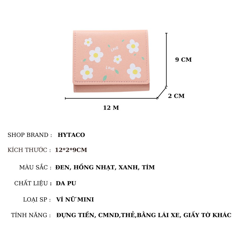 Ví nữ đẹp ngắn mini nhỏ thời trang cute dễ thương bỏ túi đựng tiền giá rẻ HYTACO VN05