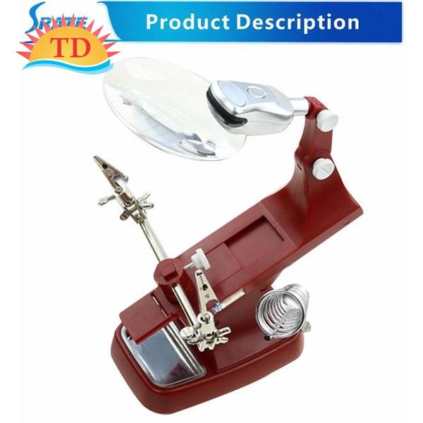 Kính lúp kẹp board 2led TH-7023 phóng đại 3X/4.5X có giá đở mỏ hàn và khây để nhựa thông