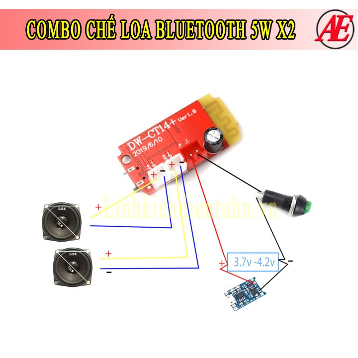 Combo chế loa Bluetooth 5w x2