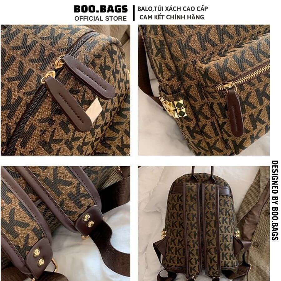 Balo Vải Nữ Đi Học, Balo Nữ Hàn Quốc Thời Trang Ulzzang Vừa Laptop Thêu Chữ K Boobags Boo-016