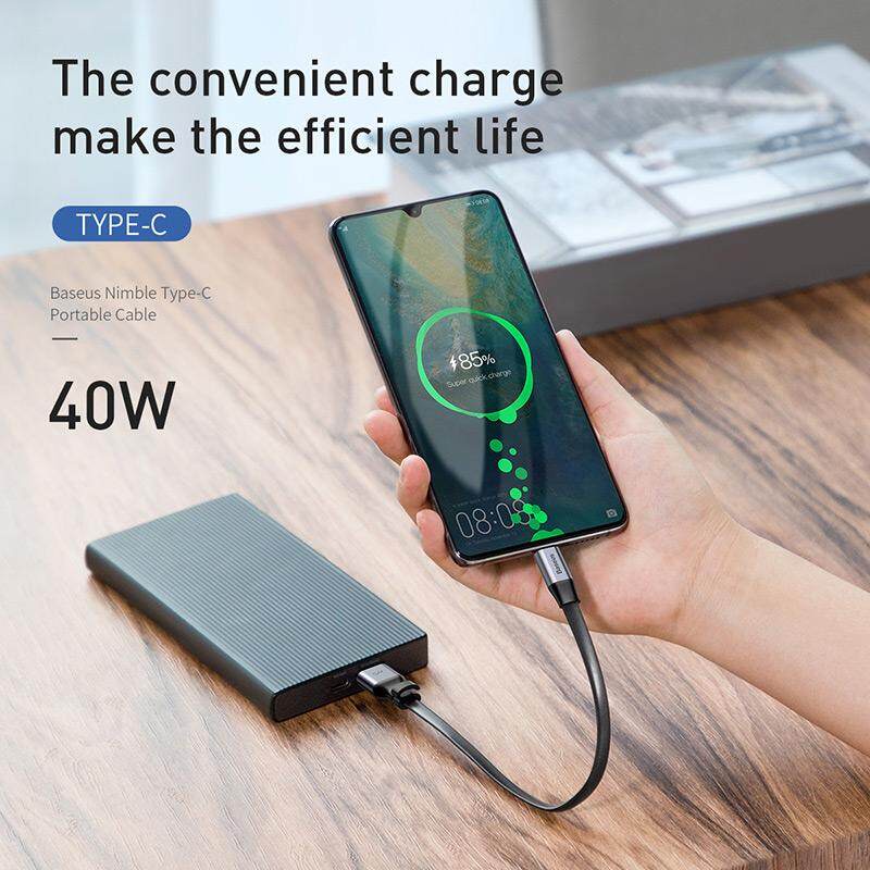 Baseus cáp sạc USB type C 5A/40W sạc siêu nhanh thiết kế di động cho Huawei P30 Pro Mate 20/ Huawei/ Samsung S10/