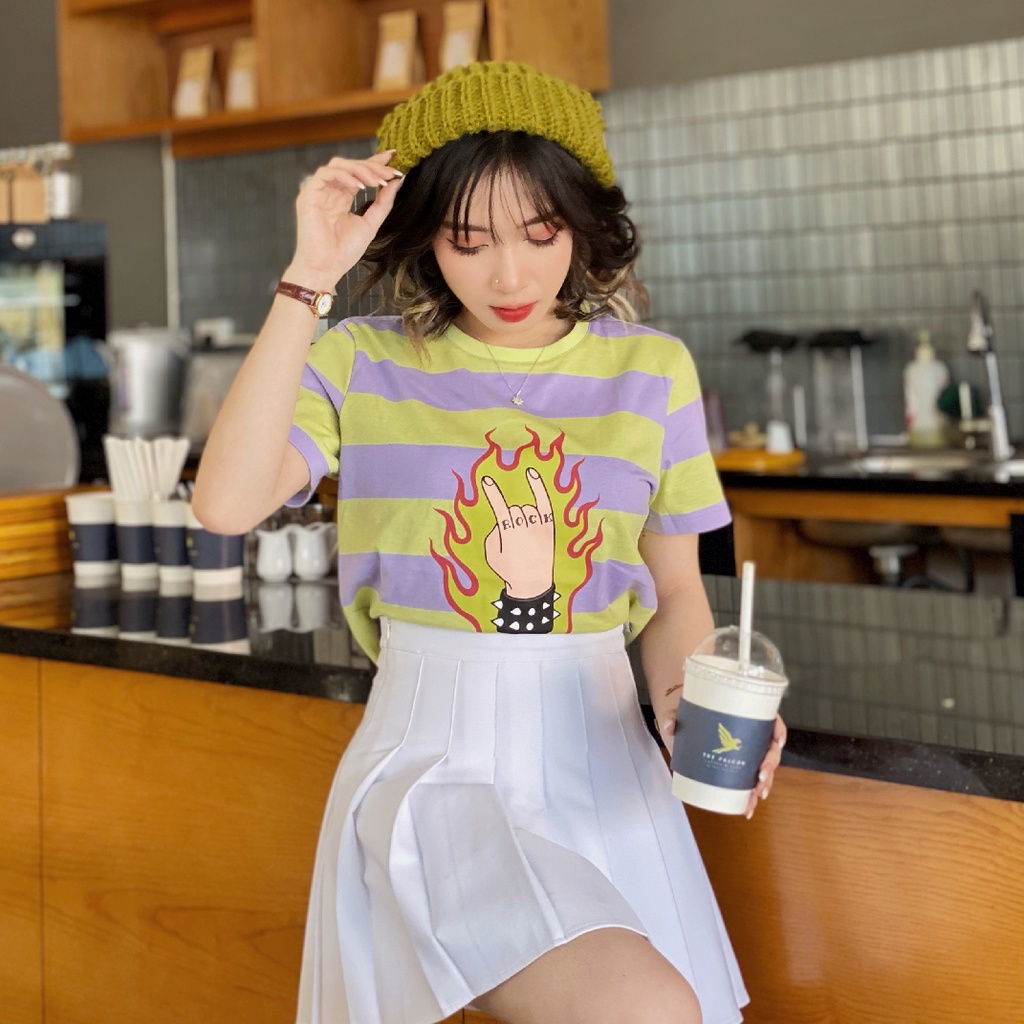  Áo Thun BOO Croptop Nữ Dáng Rộng 100%Cotton In Hình Cá Tính