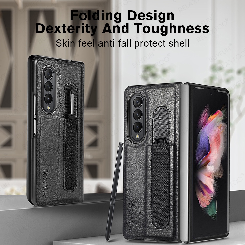 Bao Da Điện Thoại Nắp Gập Chống Sốc Có Ngăn Đựng Bút Cho Samsung Galaxy Z Fold4 Z Fold 4 ZFold4 ZFold 4 5G