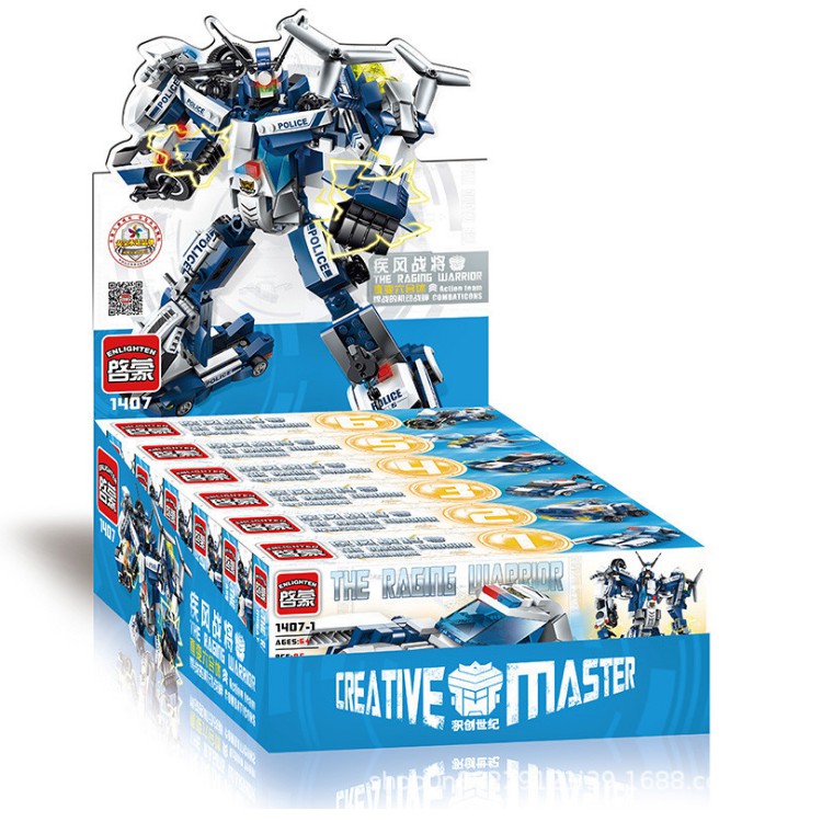 Bộ lắp ráp đồ chơi mô hình siêu nhân robot 6 trong 1 bằng nhựa cao cấp ENLIGHTEN No.1407