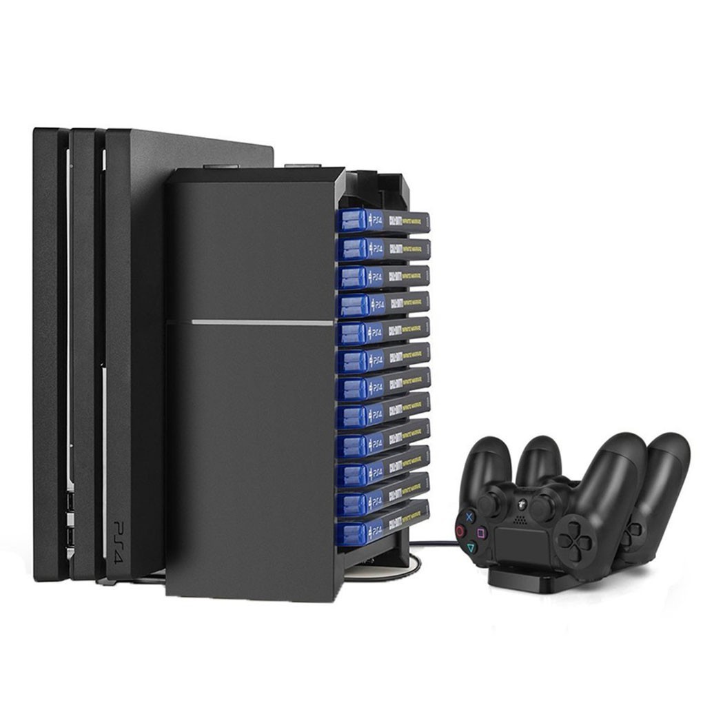 Bộ đế có quạt tản nhiệt cho máy PS4 và tay điều khiển + khay để đĩa