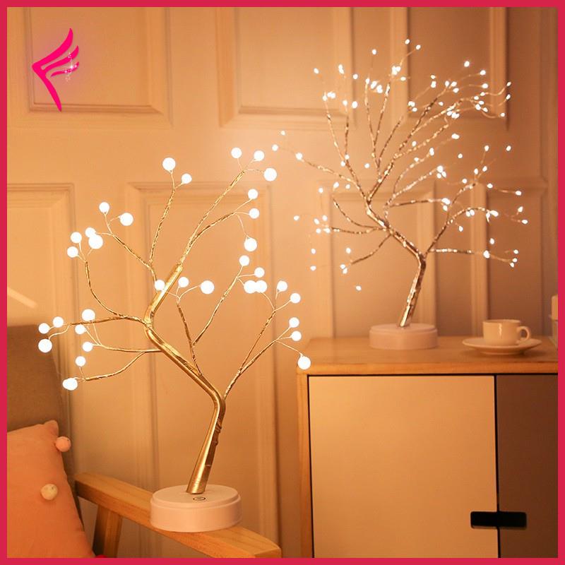 Đèn Led bàn hình cây / dây đồng dùng Pin hoặc USB cho phòng ngủ trang trí nội thất