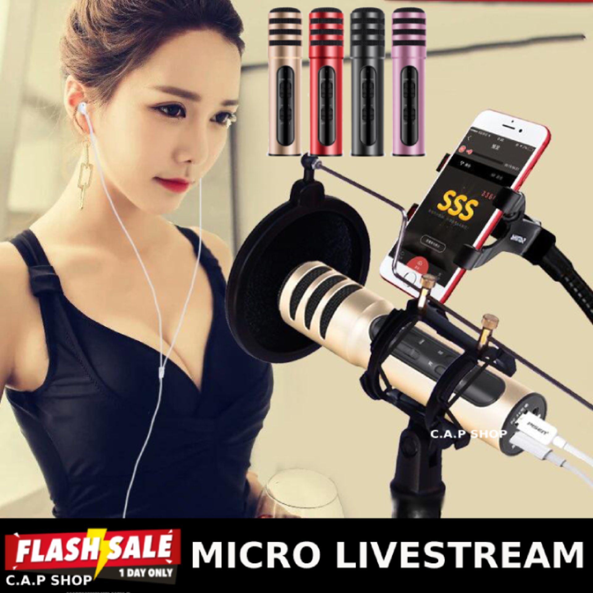 Mic Thu Âm Chuyên Nghiệp Cao Cấp C7 Hát Karaoke, Livestream, Bán Hàng Mic Thu Âm Loại Xịn Chất Lượng Cao