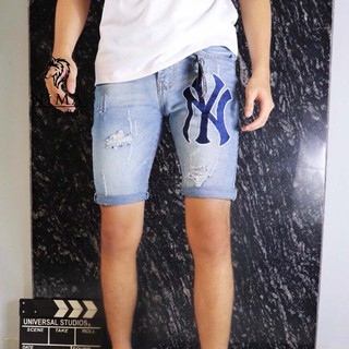 Quần Short Jean Nam Cao Cấp, Vải Jean Co Dãn, Mài Rách Phong Cách NMS004