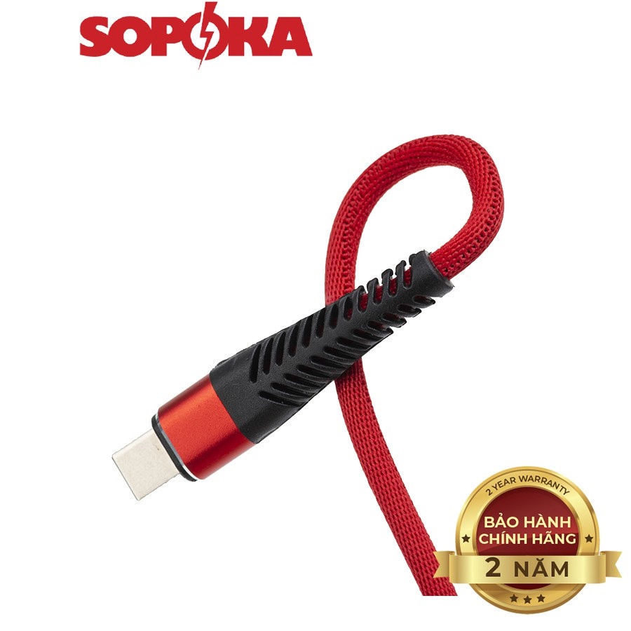 Cáp sạc nhanh Type C SOPOKA TC01 TC02 3,5A tốc độ 450Mb/s 2 màu đen, đỏ