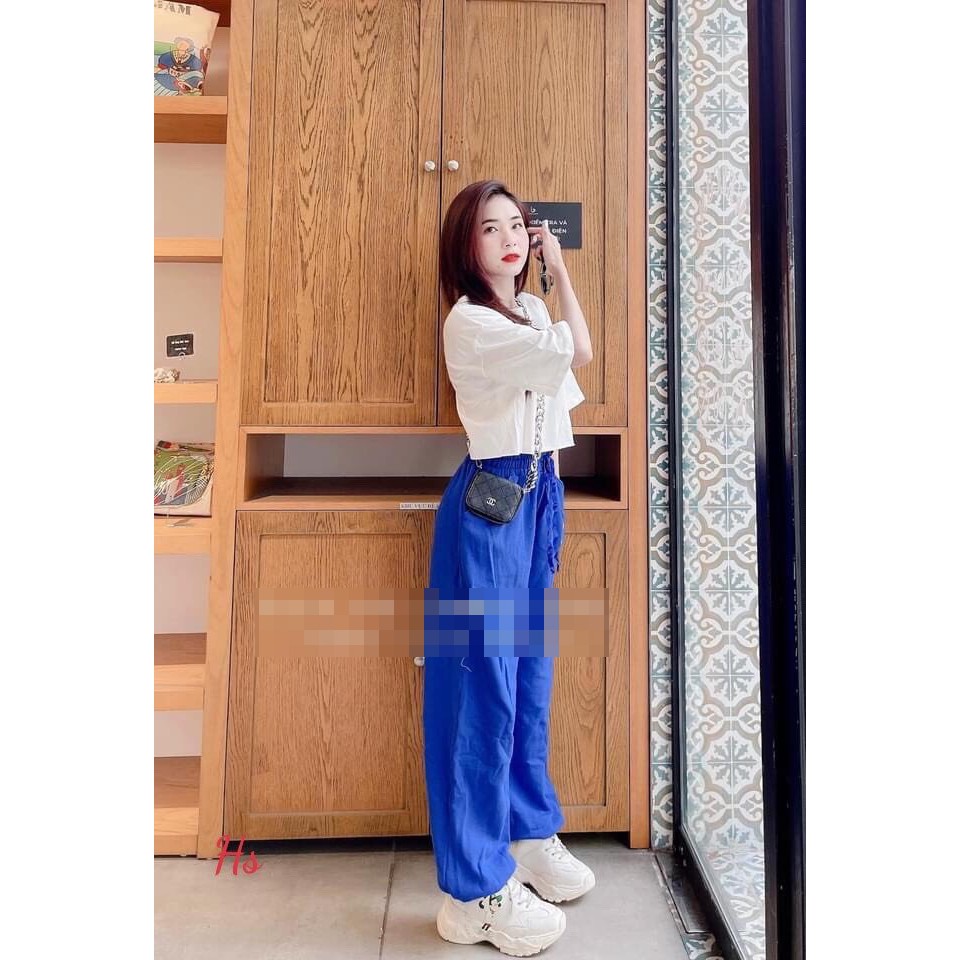 Set Bộ Áo Croptop Trắng Tim Xanh + Quần Unisex X.store Có Ảnh Thật + Đánh Giá