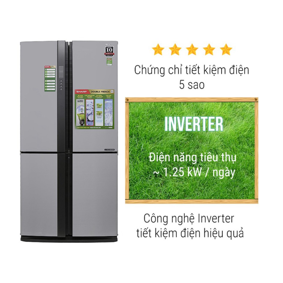 Tủ lạnh Sharp SJ-FX631V-SL Inverter 626 lít - Chính hãng