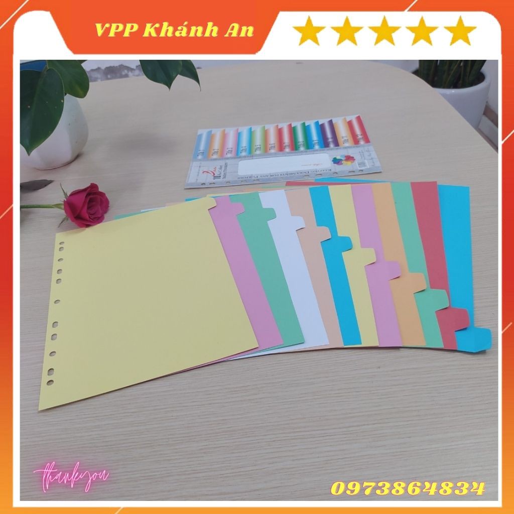 1 tập 12 tờ chia file giấy 12 màu