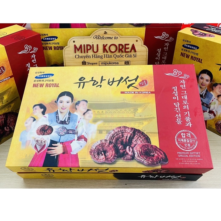 (Date 6/2025) Nấm Linh Chi Đỏ Hàn Quốc Ba Cô Gái New Royal Hộp Giấy 1KG
