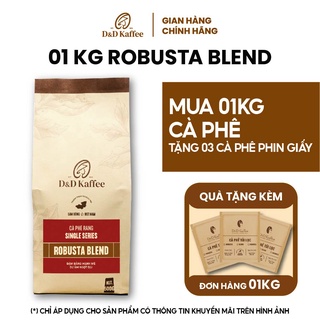 Bộ 2 Gói 500gr Cà phê Robusta Blend, Cà phê nguyên chất 100% rang mộc - D&D Kaffee [Tặng 3 Gói Cà phê Phin Giấy]